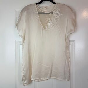 Vintage Escada By Margaretha Lee cream sil lace blouse size 40